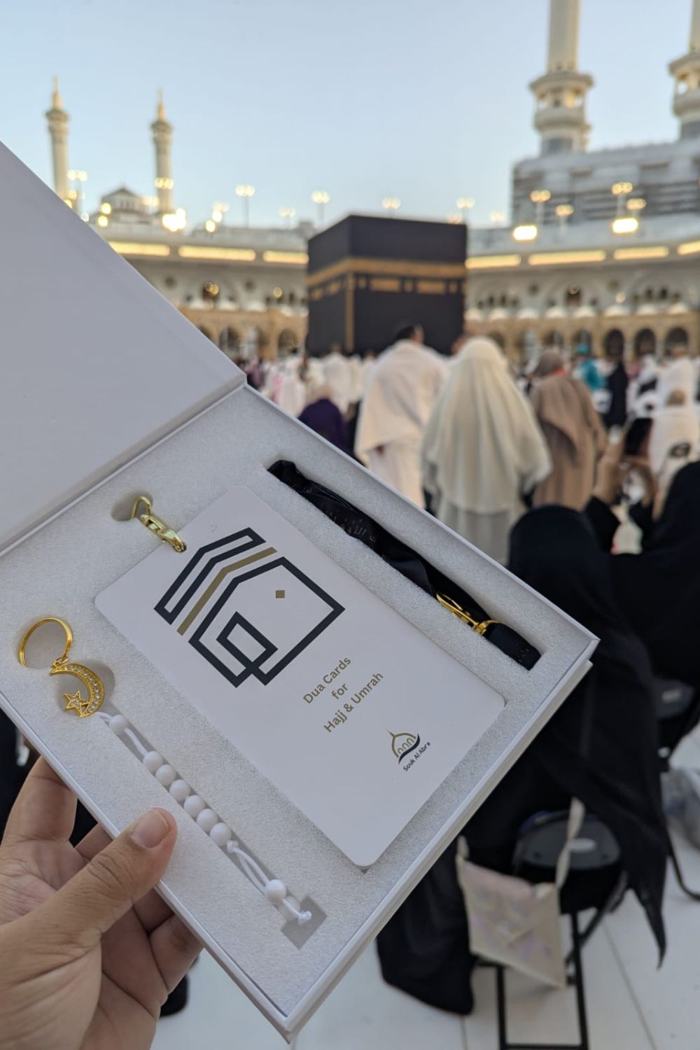 Hajj & Umrah Dua Card Kit with Lanyard & 7-Bead Tawaaf Tasbih β Essential Pilgrimage Gift Set