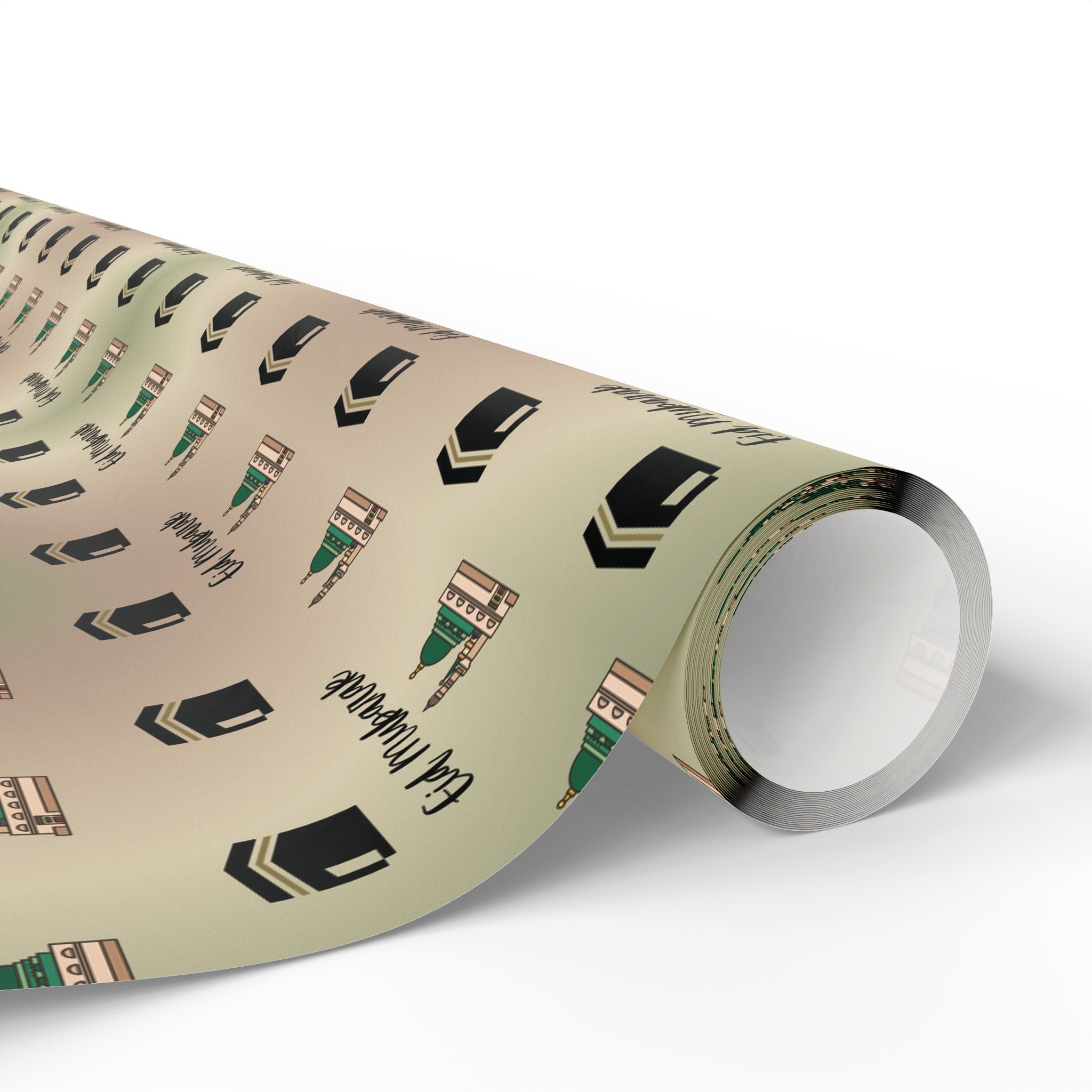Islamic Gift Wrapping Paper | Kaaba and Prophet's Mosque Gold Wrap | Ramadan Eid Mubarak Gift Wrap | Muslim Presents