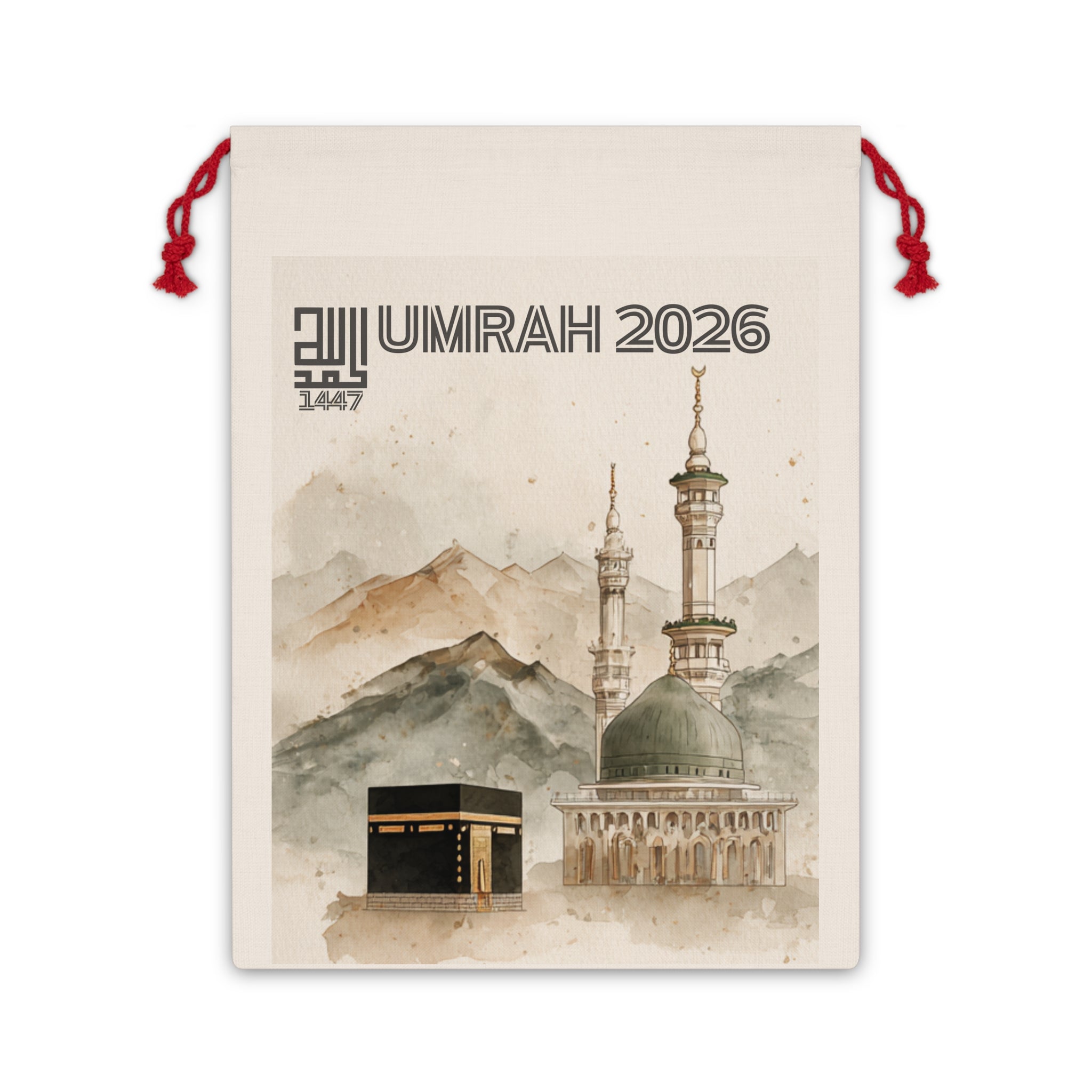 Personalised Umrah Gift Bag 2026 | Custom Islamic Travel Bag | Ihram Storage | Kaaba Watercolour | Umrah Mubarak