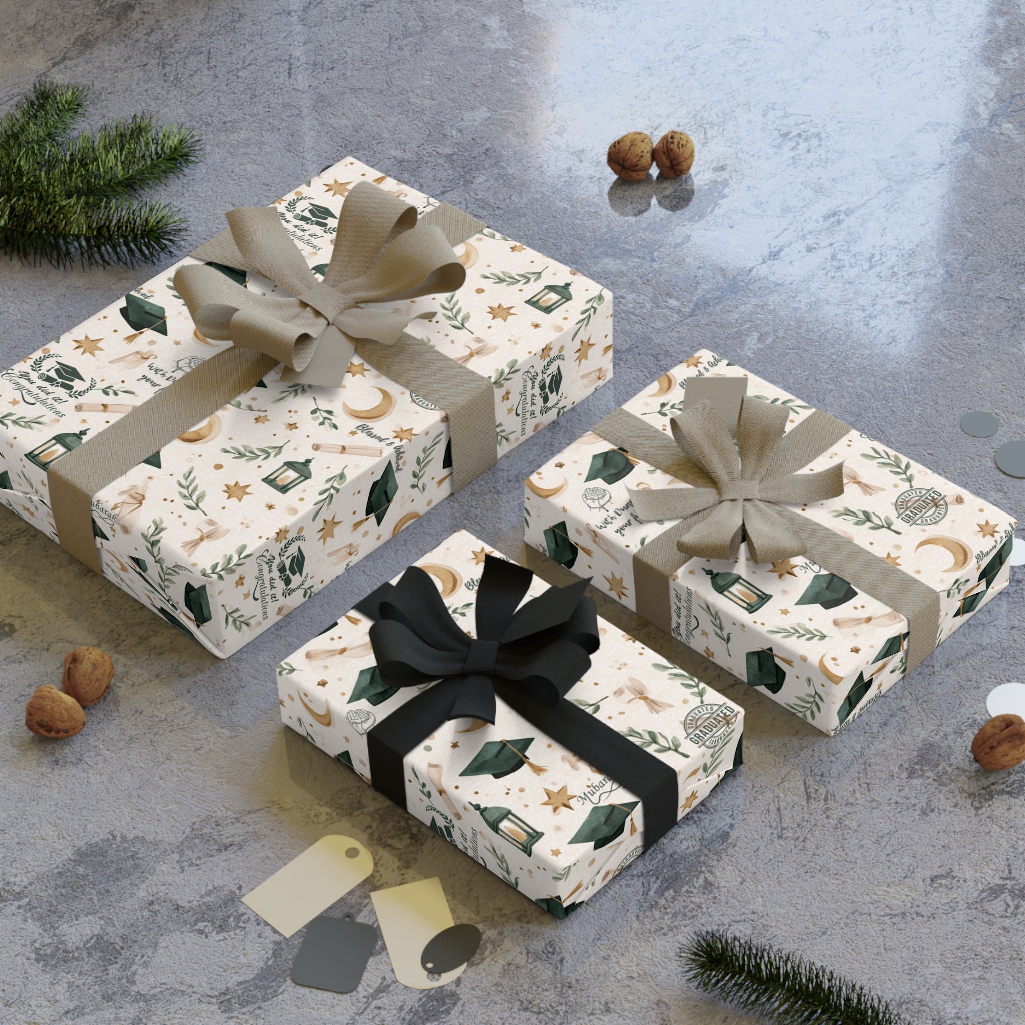 Islamic Graduation Wrapping Paper | Graduate Mubarak Gift Wrap | Faith-Inspired Graduation Paper