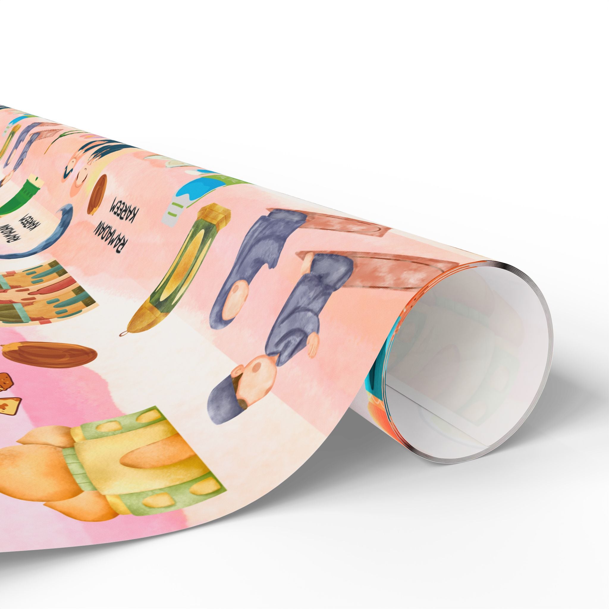 Pink Kids Islamic Gift Wrapping Paper | Colourful Ramadan Gift Wrap | Kaaba, Quran Mosque Design | Muslim Children Gifts