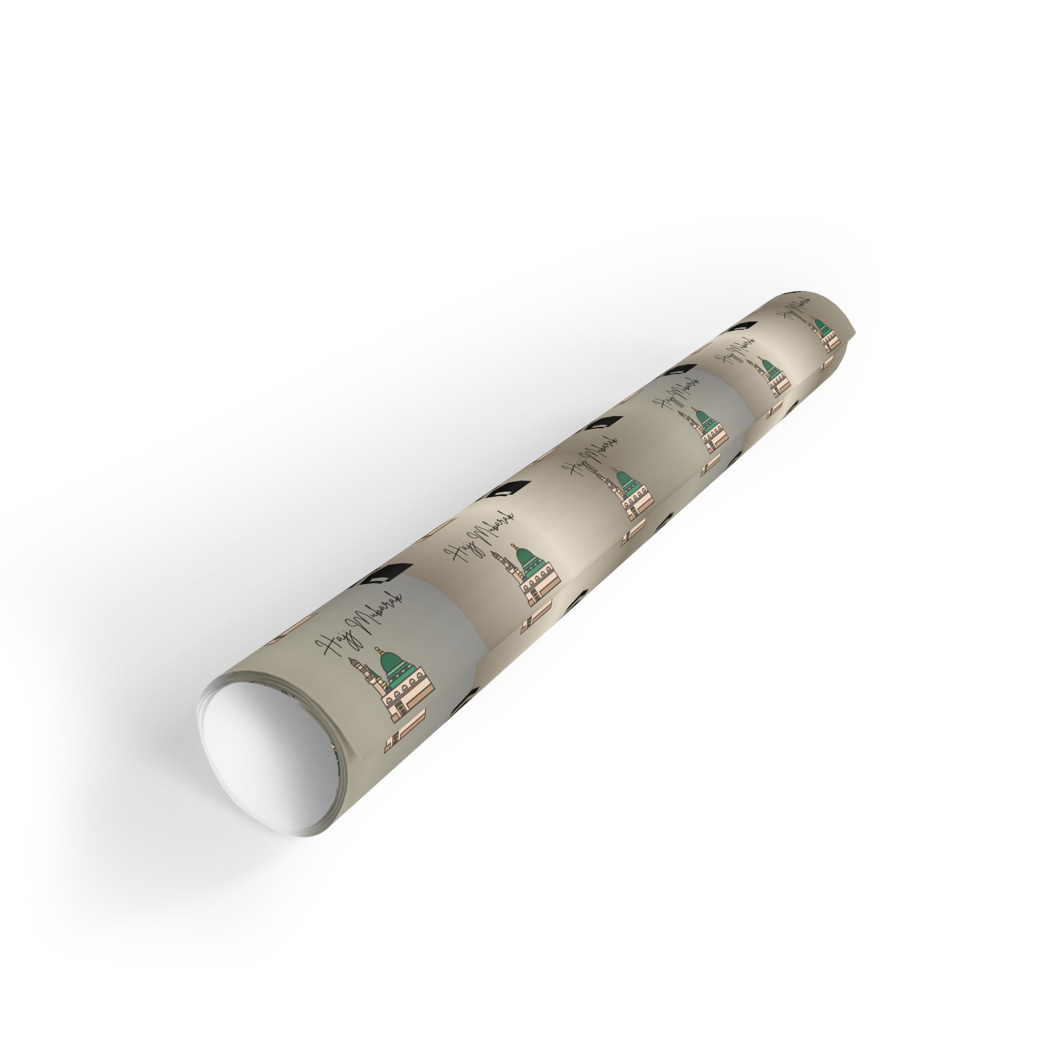 Hajj Mubarak Wrapping Paper Roll | Islamic Gift Wrapping Paper | Kaaba and Prophet's Mosque Gold Wrap |  Gift Wrap | Muslim Presents