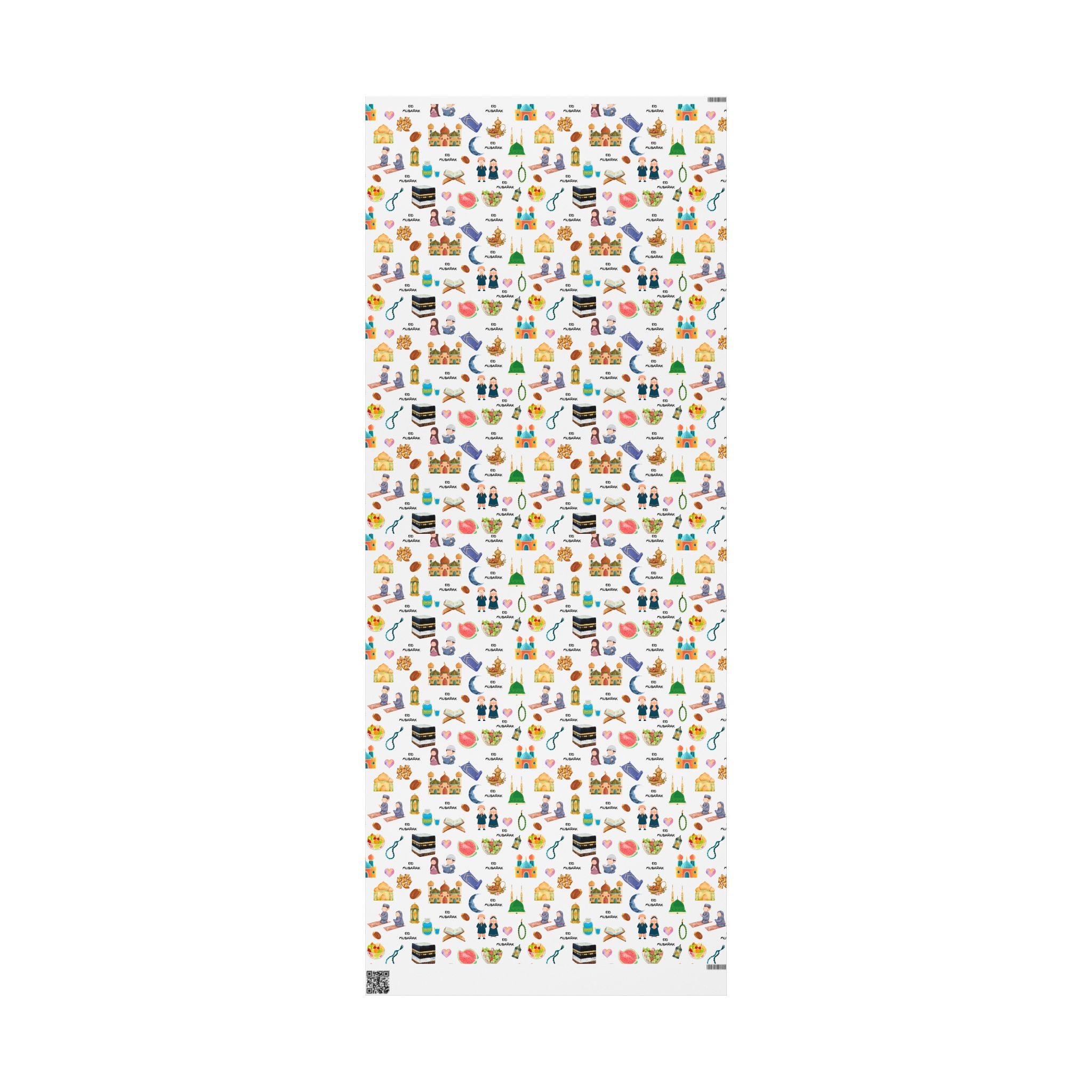 Blue Kids Islamic Gift Wrapping Paper | Colourful Eid Ramadan Gift Wrap | Kaaba, Quran Mosque Design | Muslim Children Gifts