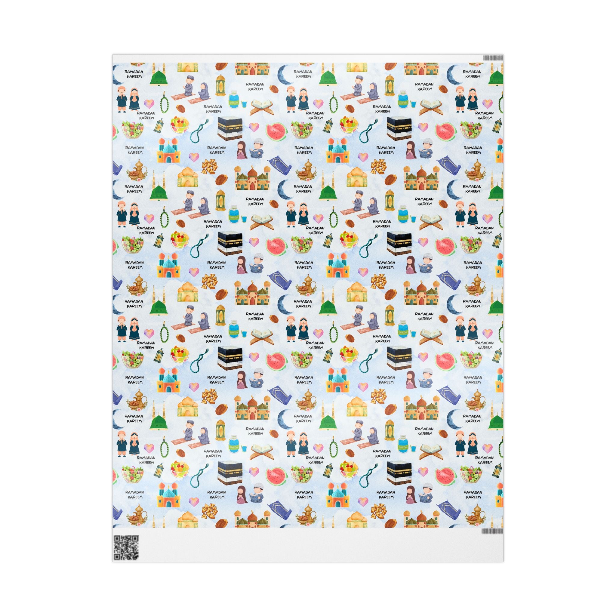Kids Islamic Gift Wrapping Paper | Colourful Eid Ramadan Gift Wrap | Kaaba, Quran Mosque Design | Muslim Children Gifts