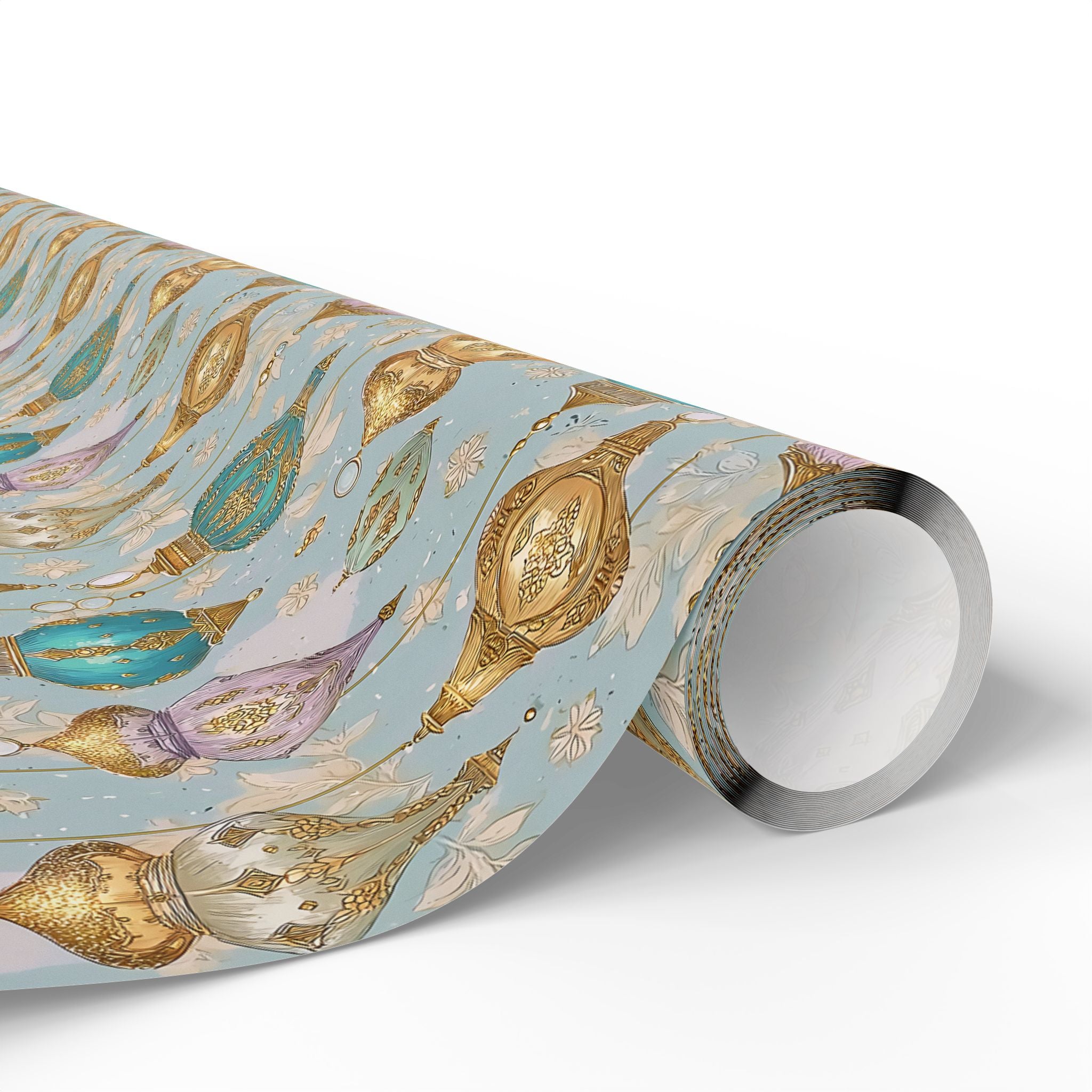 Islamic Wrapping Paper | Eid & Ramadan Lantern Gift Wrap with Gold Trim | Luxury Elegant Wrapping Paper for Special Occasions