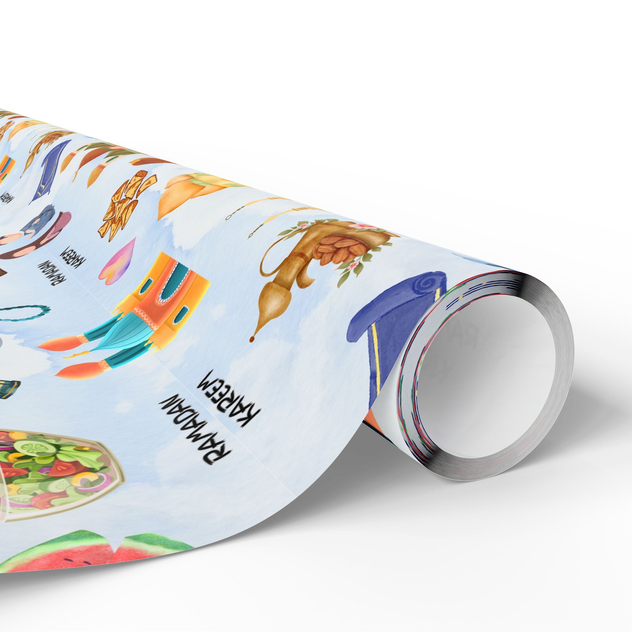 Kids Islamic Gift Wrapping Paper | Colourful Eid Ramadan Gift Wrap | Kaaba, Quran Mosque Design | Muslim Children Gifts
