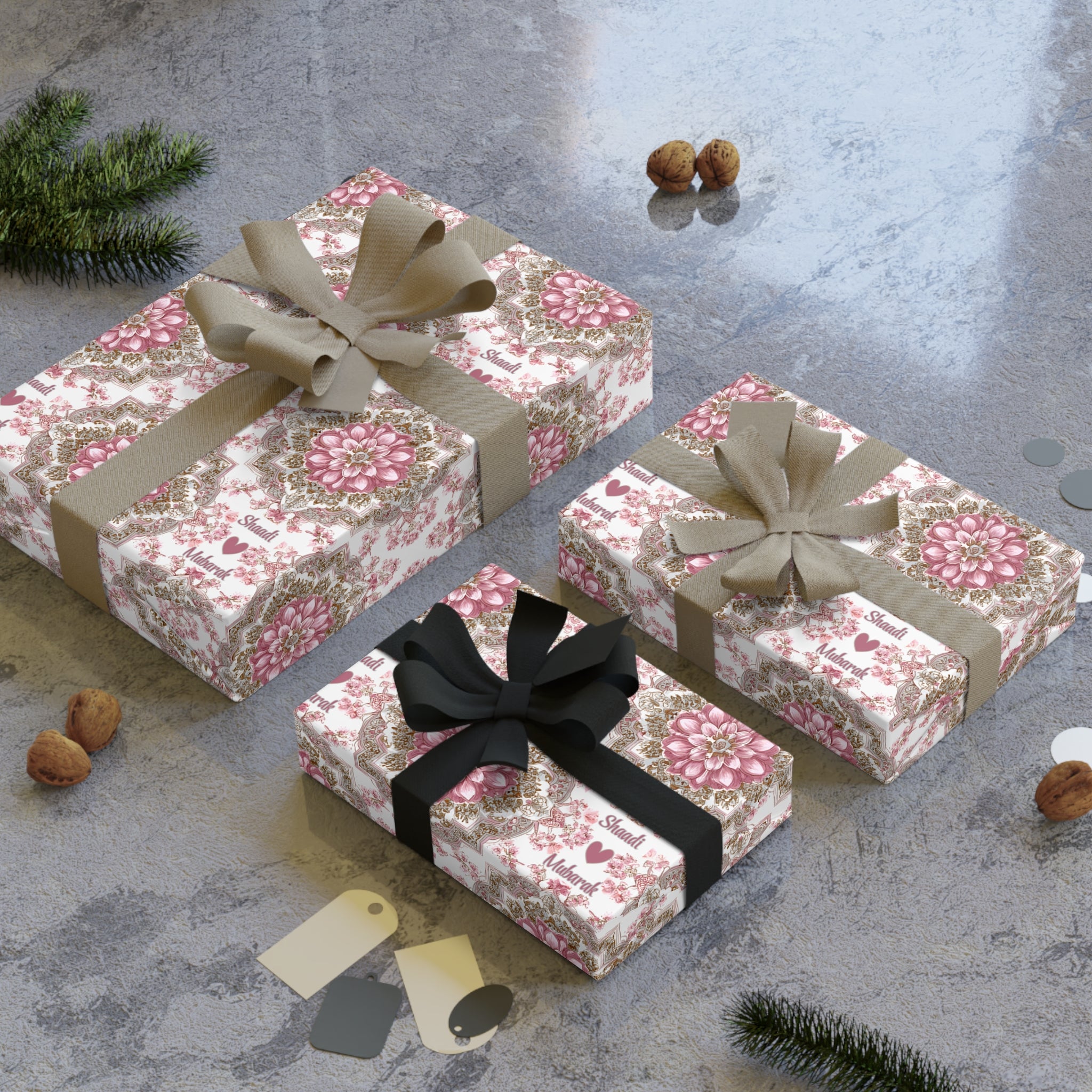 Shaadi Mubarak Wedding Gift Wrap | Islamic & Indian Wedding Wrapping Paper | Elegant Nikah and Shaadi Gift Wrap