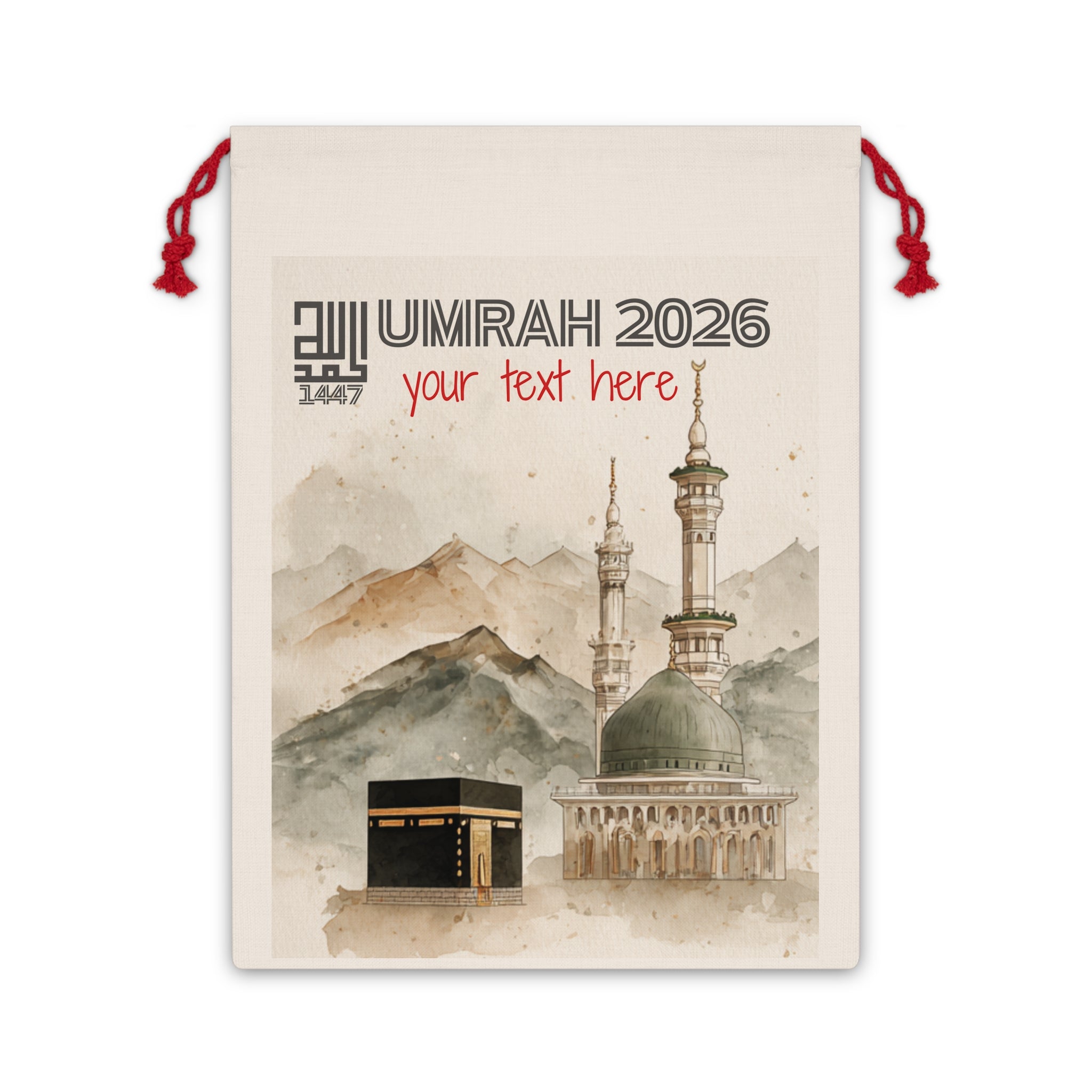 Personalised Umrah Gift Bag 2026 | Custom Islamic Travel Bag | Ihram Storage | Kaaba Watercolour | Umrah Mubarak