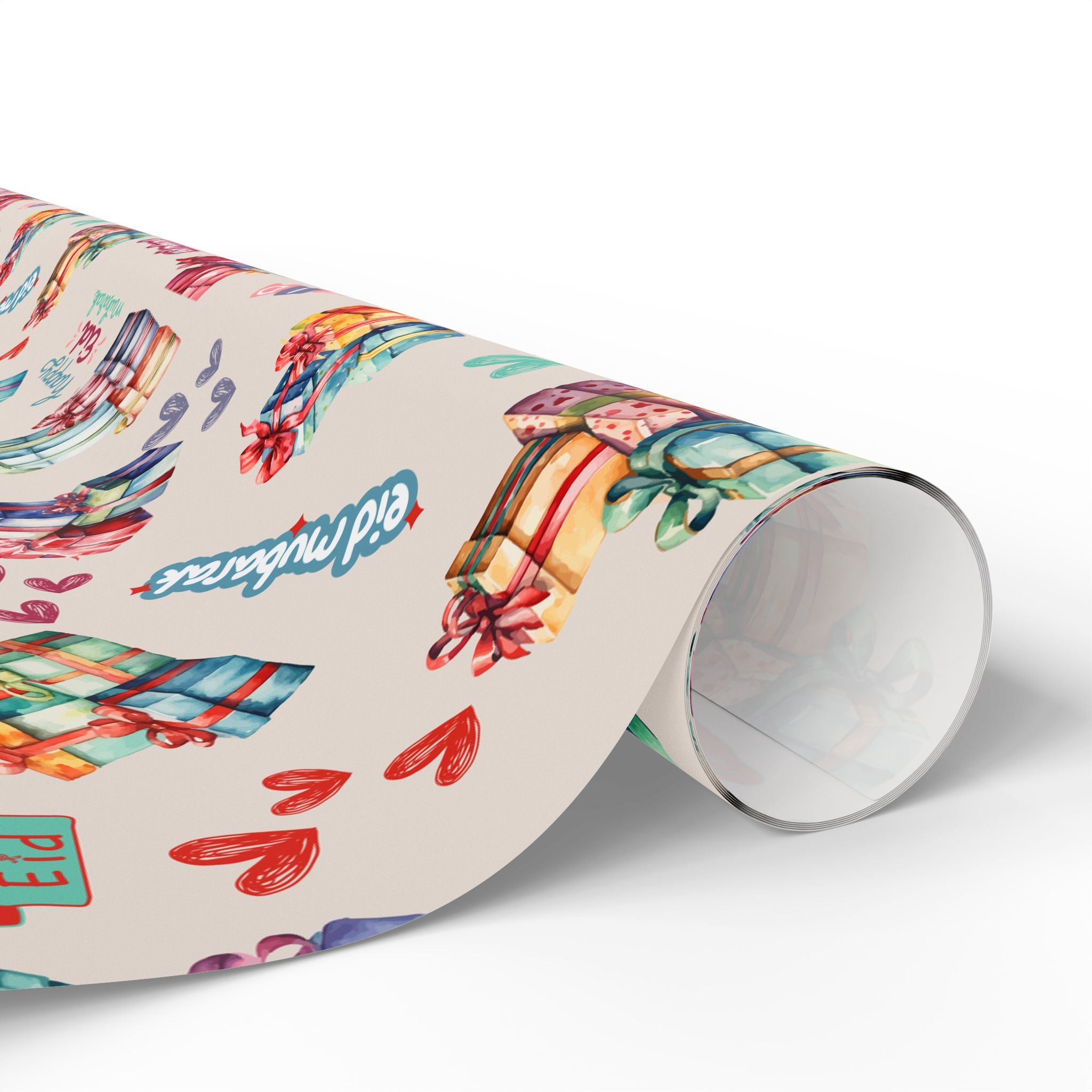 Eid Mubarak Gift Wrap Colorful Presents Festive Islamic Wrapping Paper for Eid Celebration