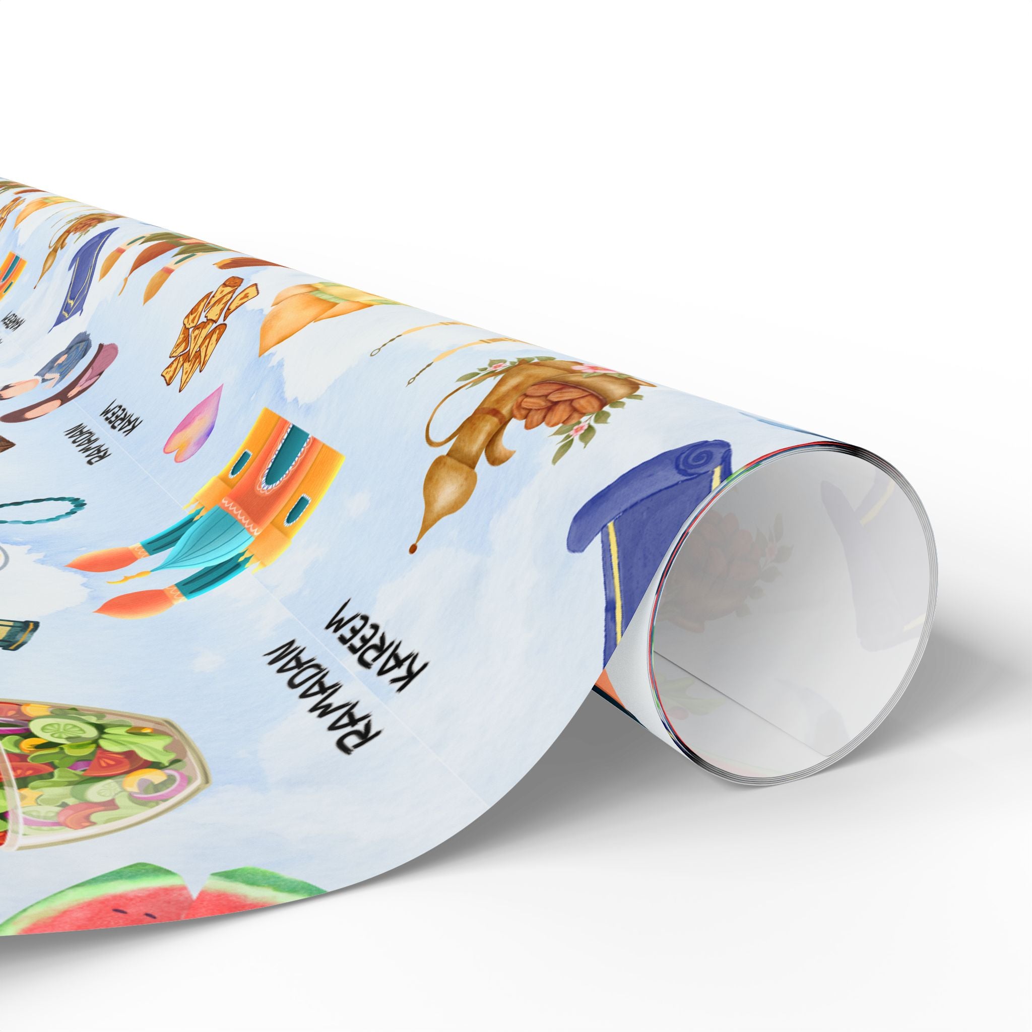 Kids Islamic Gift Wrapping Paper | Colourful Eid Ramadan Gift Wrap | Kaaba, Quran Mosque Design | Muslim Children Gifts