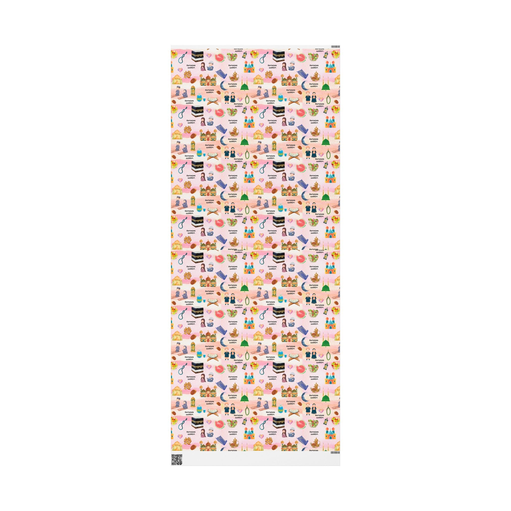 Pink Kids Islamic Gift Wrapping Paper | Colourful Ramadan Gift Wrap | Kaaba, Quran Mosque Design | Muslim Children Gifts