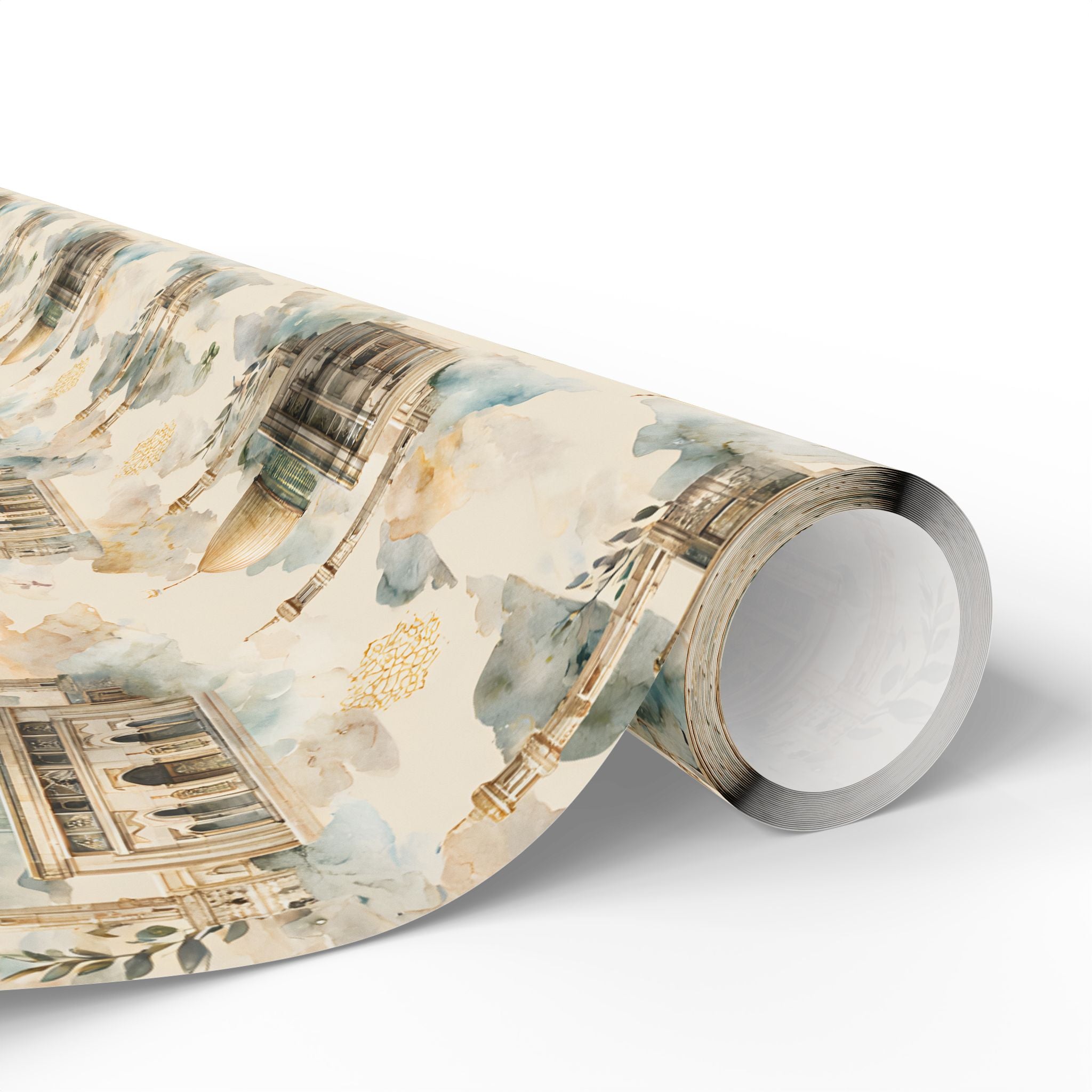 Islamic Gift Wrapping Paper |  Watercolor Mosque Design Wrap | Ramadan Eid Umrah and Hajj Mubarak Gift Wrap | Muslim Presents