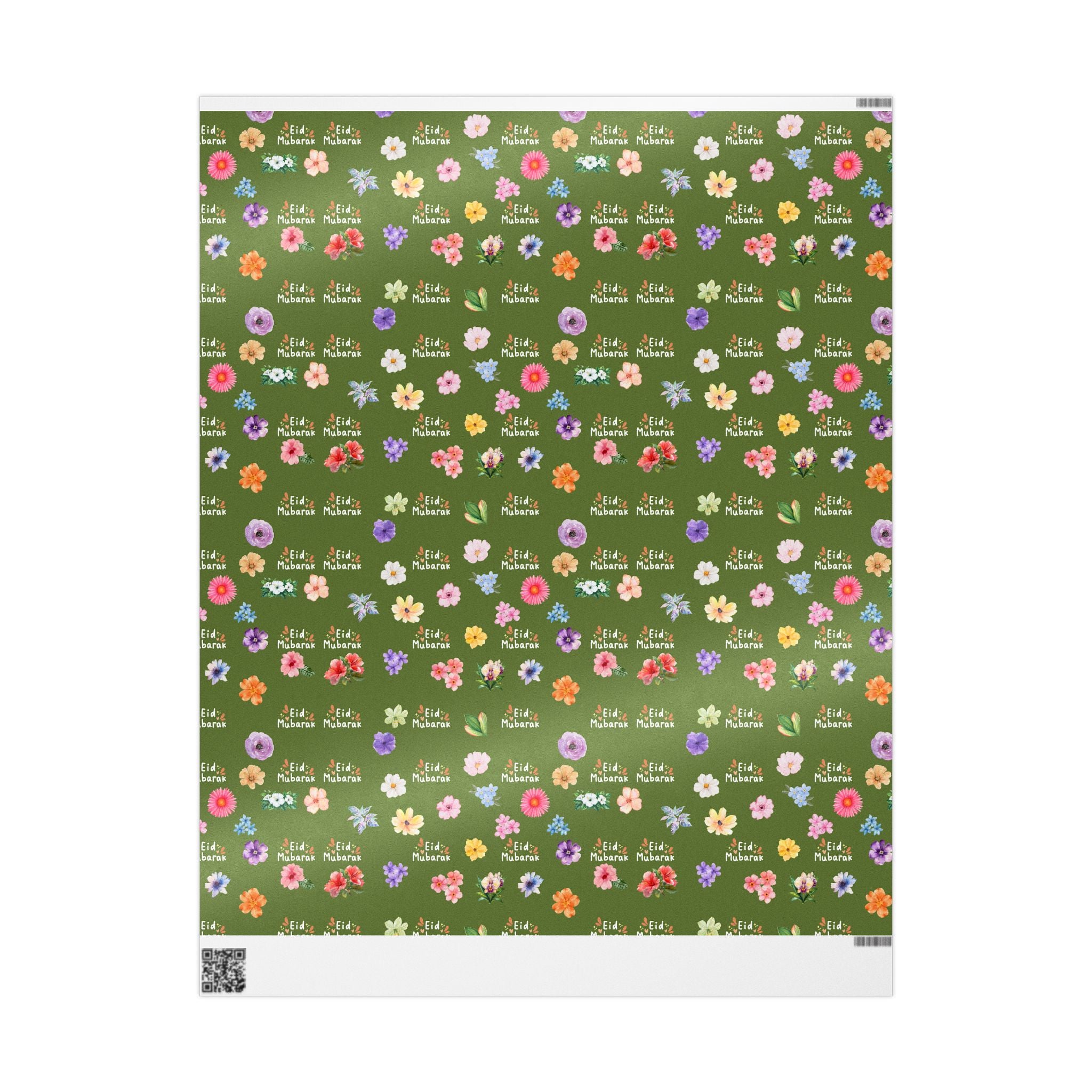 Eid Mubarak Floral Wrapping Papers | Green Floral Gift Wrap, Islamic Holiday Paper