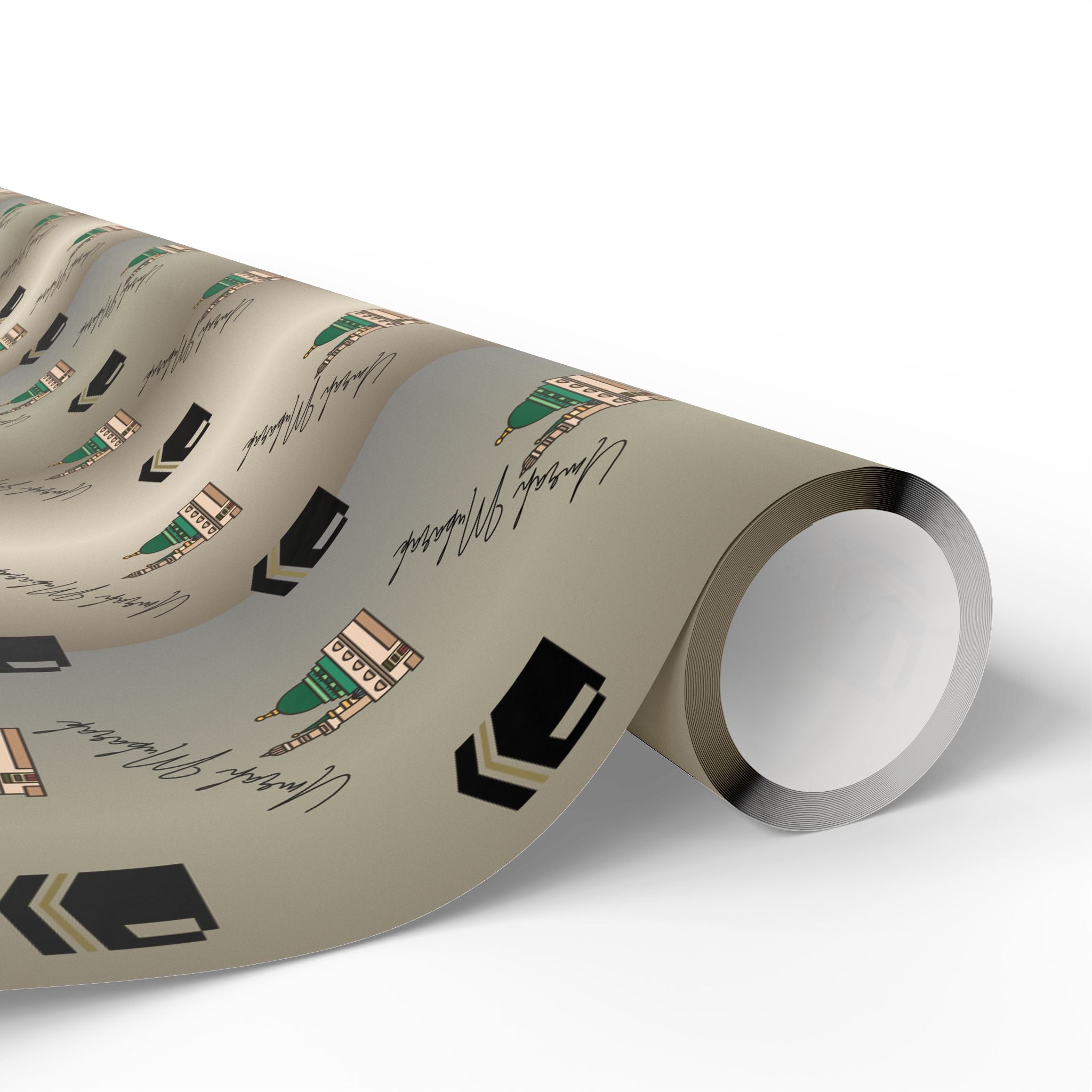 Umrah Mubarak Wrapping Paper Roll | Islamic Gift Wrapping Paper | Kaaba and Prophet's Mosque Gold Wrap |  Gift Wrap | Muslim Presents
