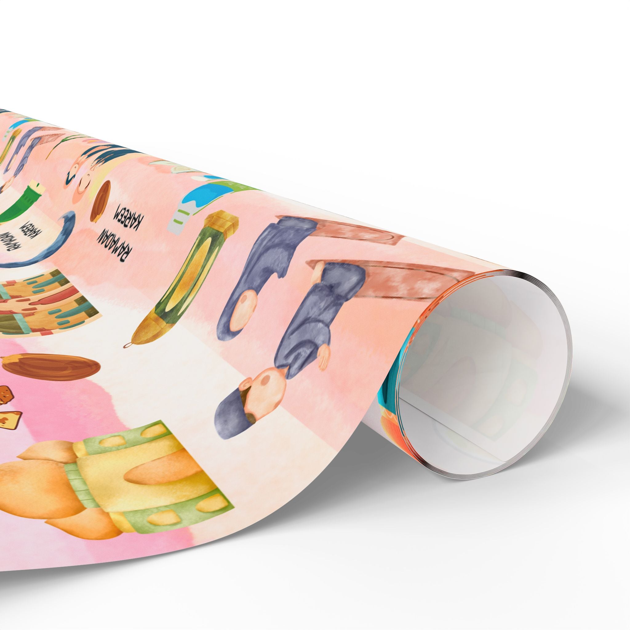 Pink Kids Islamic Gift Wrapping Paper | Colourful Ramadan Gift Wrap | Kaaba, Quran Mosque Design | Muslim Children Gifts