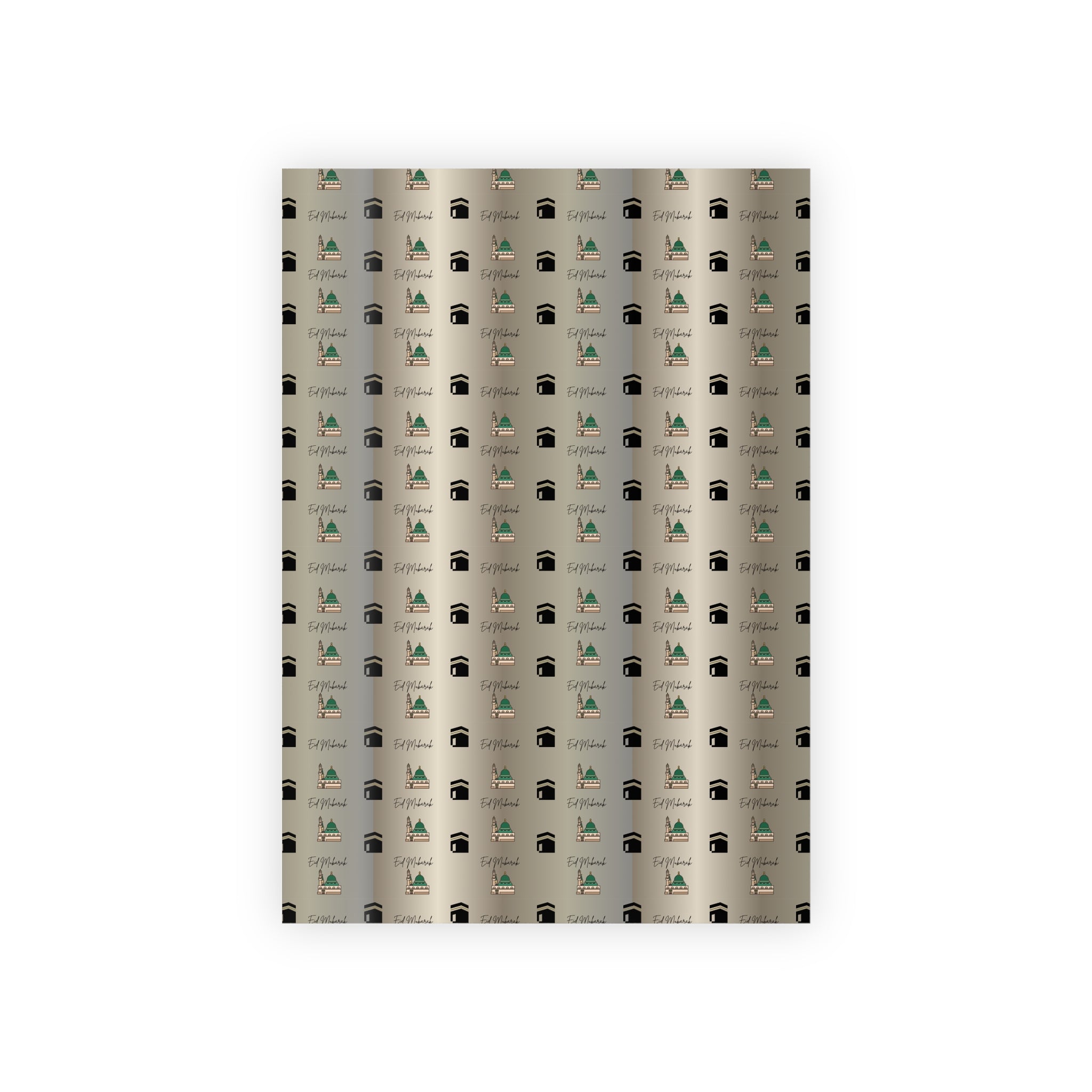 Eid Mubarak Gift Wrap | Islamic Gift Wrapping Paper | Kaaba and Prophet's Mosque Gold Wrap |  Muslim Presents