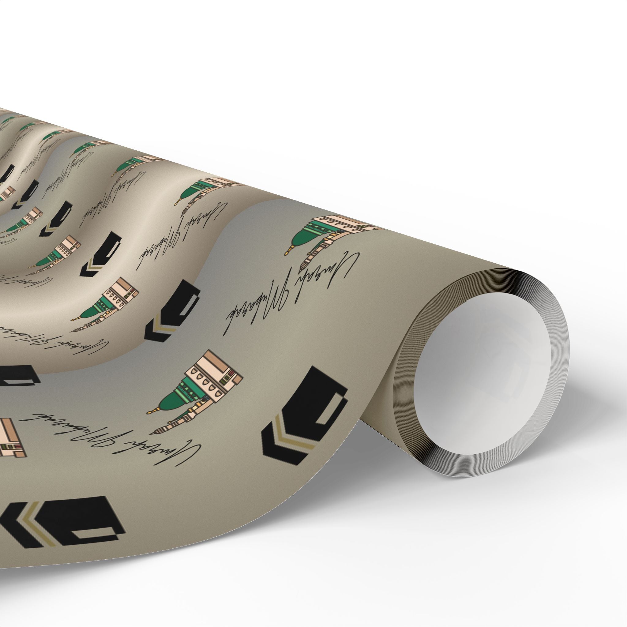 Umrah Mubarak Wrapping Paper Roll | Islamic Gift Wrapping Paper | Kaaba and Prophet's Mosque Gold Wrap |  Gift Wrap | Muslim Presents
